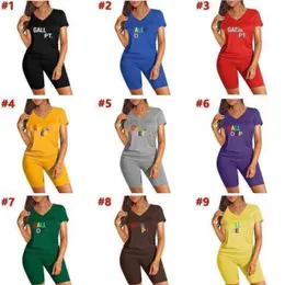 Designer Womens Tracksuits Letter Printed Sexy V-neck Short Sleeve T-shirt And Shorts 2 Piece Sets Summer Sports Outfits Clothing