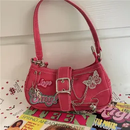 Taille Taschen Y2K Süße Coole Mädchen Unterarm Tasche Mode Frauen Rosa Schulter Crossbody Retro Kette Weibliche Kupplung Tote Geldbörse Handtaschen 230511