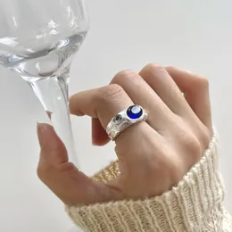 Cluster Ringe Lispector 925 Sterling Silber Koreanische Blaue Kristall Für Frauen Unregelmäßige Chic Zirkon Ring Party Weibliche Schmuck Paar Geschenke