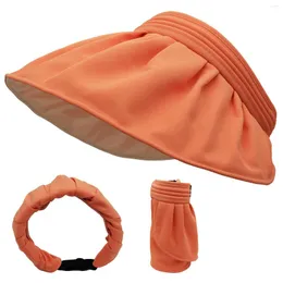 Wide Brim Hats OUTFLY Sun Hat Foldable Hairband Made Of Shell With Double Use Empty Women Sunscreen Sunshade Cap UPF50