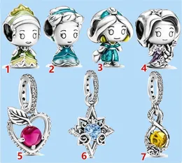 925 ciondoli in argento con perline si adattano al fascino pandora Dora Accessori New Princess Beaded Beads Love Heart Blue Crysta