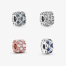 Adatto a braccialetti Pandora originali 20pcs argento charms perline bianco blu cristallo cuore festa della mamma argento charms perline per donne fai da te gioielli collana europea