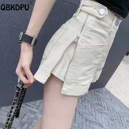 Women's Shorts Chic Design Zipper Jean Loose High Waist Short Vaqueros Summer Y2k Beige Pants Streetwear Denim Wide Leg Pant 230510