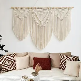 Garden Decorations Large Wall Hanging Macrame Tapestry Home Decorative Curtain Hand Woven Bohemian Cotton Wedding Background 230511