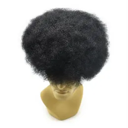 French Lace Lace front PU back Base Afro Men's Toupee Hairpiece Indian Remy Human Hair Afro Curl Hairpiece 8x10 inch for Blac226Q
