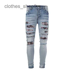 Designer Jeans Men's Jean Amirres Denim Mens Pants Off High Street Autumn and Winter New Brodery Patch Hole Stretch Jeans For Men Women 3sil