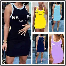 2023 Summer Luxury Brand Designer Dress Carta de moda Vestidos impresos para mujer Slim Quick Dry Mini falda American Womens Clothing Plus Size 3xl 4xl Outfits