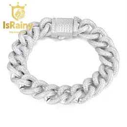 Israiny hiphop rock 100% 925 sterling silver mousserande sona diamanter zirkon tenniskedja armband fina smycken grossist