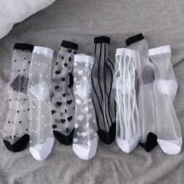 Socks Hosiery Sexy Lace Women Socks Summer Ultra-thin Transparent Mesh Drag Short Socks Harajuku Casual Breathable Black White Crew Socks P230511