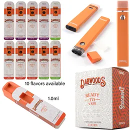 USA Stock Dabwoods 10 sabores canetas de vape descartáveis ​​vazias de alta qualidade e cigarros recarregáveis ​​10ml vagens de 280mAh Bateria de pré -aquecimento kits de partida de pré -aquecimento pacote de caixa
