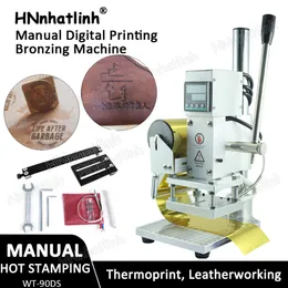 WT-90DS Manual Hot Foil Stamping Machine Press Simulator Paper Wood PVC Card Leather Printer Prägling Maskin för läder med positioneringsreglage 5*7 8*10 10*13cm