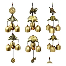 Produkty w stylu chińskim Lucky Wind Chime Metal miedziany Windbell Vintage Dragon Fish Home Garden Garden Patio Wiszące Wisiorki Dekoracja Drop dhi6o