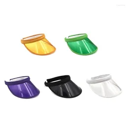 Breda randen hattar sommaren Sunvisor Clear Visors Sunscreens Hat Colored Plastic UV Protections Women Sunhat Golf