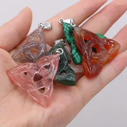 Charms Natural Stone Pendant Semi-precious Stones Three Ring Triangle Retro Charm For Jewelry Making DIY Bracelet Necklaces Accessories