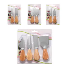 Wooden Handle Stainless Steel Cheese Knife Set Cream Cutter Butter Spatula Cheese Cheese Knife Set Cutlery Set LX5594