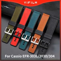 22MM Cowhide Quick-release Watch Strap Fit For Cassio EFR303L EFV-540 500 EFS-S510 MTP137 Watch Accessories Watchband