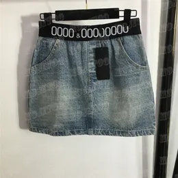 Gonne di jeans da donna con fettuccia a lettera vestono gonne corte da donna in vita elastica mini abiti da discoteca per feste