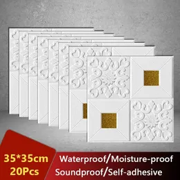 Party Decoration 3535cm 3D Wall Stickers Takpanel Takdekor Vattentät Selfadhesive Foam Wallpaper Living Room Kitchen TV Bakgrund 230510