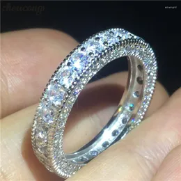 Cluster Rings Choucong Vintage Female Eternity Promise Ring 925 Sterling Silver Full Round Cz Wedding Band per le donne Gioielli da festa