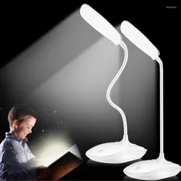 Lampade da tavolo Lampada da lettura a LED Interruttore a sfioramento Scrivania Ricarica USB Porta flessibile Luminosità di 3 gradi Protezione degli occhi Luci da studio per studenti