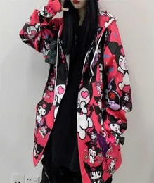 Houzhou Kuromi Sweatshirt Autumn Fashion Women Kawaii Anime Phoodieヴィンテージロングスリーブかわいいプルオーバー女性ブラックピンクの女性トップ26035783