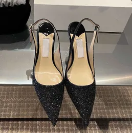 nuove scarpe eleganti 23ss data del matrimonio festa tacchi a punta tacchi marchio di moda sparkle tacco da donna glitterato a punta