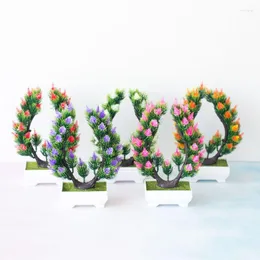装飾的な花1PC人工植物盆地小さな木のポット偽の鉢植えの装飾用の装飾装飾