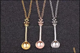 Pendant Necklaces Pendants Jewelry Jg1 JewelryChain Gold Sier Crown Mini Teapot Royal Alice Snuff Necklace Spoon Necklace 4918419