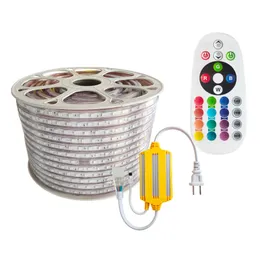RGB LED Strip Lights Waterproof Multicolor AC 110V-120V LED Neon Rope Lights with Remote Control RGB Exterior Led Rope Lights for Balcony Roof Garden oemled