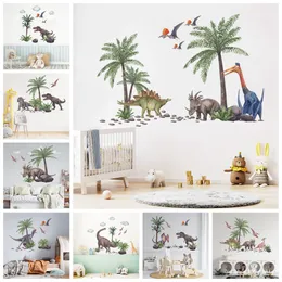 Party Decoration Cartoon Dinosaur Park Wall Sticker For Kids Room Mural Vinyl Decals Home 230510