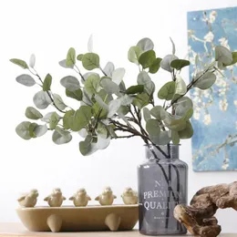 Dekorativa blommor eukalyptus trädgrenar konstgjorda plastväxter blomma ordna diy flores höst hem bröllop fest dekoration blad