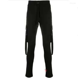 Männer Hosen Männer Casual Bleistift Frühling Und Herbst Schwarz Elastische Taille Seite Tasche Design Junge Mode Schlank