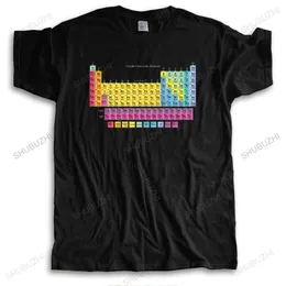T-shirt de verão de póos masculinos Tops pretos para homens Crew pescoço Tabela periódica de elementos da marca unissex Algodão camiseta 230511