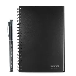 Anteckningar A6 Återanvändbara Erasable Notebook Black Notebook Microwave Wave Cloud Erase Notepad Note Pad fodrad med Pen Save Paper 230511