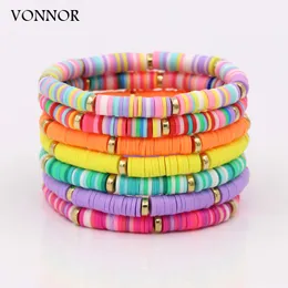 Bracelets bohemianos Jóias de joias de argila colorida Spacer Pulseira de miçangas para mulheres FIENS FIGADOS MATHA MODA