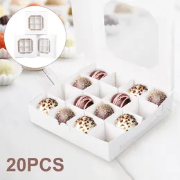 Other Event Party Supplies 20Pcs Cupcake Boxes Empty White Gift Candy Boxex Inserts Clear Window and Divider for Chocolate Cake Packaging Bag 230510