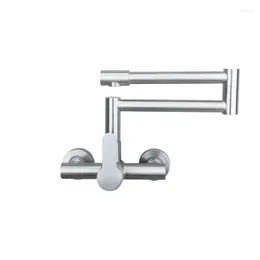 Rubinetti della cucina 1PC 304 Rubinetto a parete e freddo in acciaio inossidabile Lavabo da balcone Rotazione di 720 ° Rubinetto pieghevole universale grande