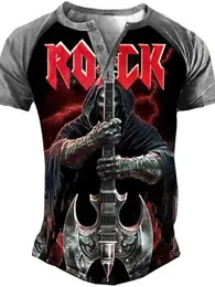 RUKAS Camiseta Henry Camiseta Reglan Gráfico Contraste Cor Caveira Henry Roupas Impressão 3D Exterior Casual Manga Curta Painel Botão Baixo