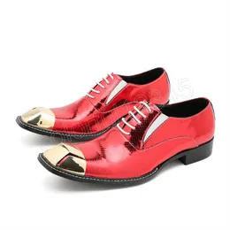 Solid Color Performance Prom Shoes British Style Big Size Pointed Toe Brogue Shoes Fashion Men Real Leather Derby Shoes