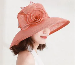 Geniş Memlu Şapkalar 202302-LL-T025B041003 INS DOLDA DROAK Doğal İplik Keten Çiçek Filmi Güneş Şapkası Kadın Vizörleri Cap