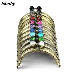 Bag Parts Accessories 10 PcsLot 8.5 CM Antique Bronze Metal Purse Frame Semicircle Lotus Head Coral Beads Kiss Clasp DIY Bag Accessories 230509