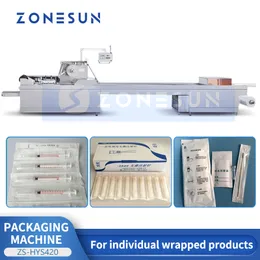 ZONESUN Confezionatrice a flusso orizzontale Prodotti per l'igiene Tamponi di cotone Siringhe Kit per test reagenti Confezioni singole ZS-HYS420