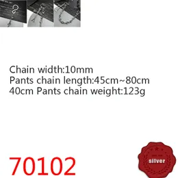 70102 S925 Sterling Silver Pant Chain chain Hip Hop Cross Blower Ball Dice S Buckle Solid Slight و Bold Sweater Chain Massion Jewelry Jewelry