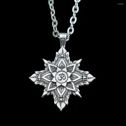 Kedjor Sanlan Mandal Ohm Necklace Lotus Yoga Spiritual Pendant Charm smycken 12st/partier