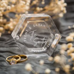 Dekoracja imprezy Niestandardowe sześciokątne pierścień grawerowane akrylowe ślub spersonalizowany rama parametry paragonowe 230510
