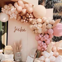 Party Decoration 108/158pcs DIY Retro Blush Nude Balloon Arch Garland Kit Baby Shower Background Doubled Cream Peach Balloons Wedding Decor