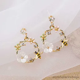 Ohrstecker Damen Elegant Blumen Kreis Malerei Öl Strass Tier Ohrstecker Neuer Trend Mädchen Party Hochzeit Schmuck