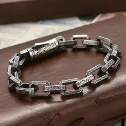 Europeiska och amerikanska hiphop S925 Sterling Silver Vine Grass Mönster Personlig kreativ design Retro Mäns armbandsmycken