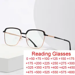 Solglasögon Fashion Square Reading Glasses Women Anti Blue Light Frame Metal Polygon Recept Egyar Optical Hyperopia Gyeglass