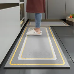 Carpets Leather Thick Kitchen Floor Rugs Non-Slip Oil-Proof Waterproof Dirt-Resistant Foot Mat Leather Washable Wipeable PVC Carpet 230511